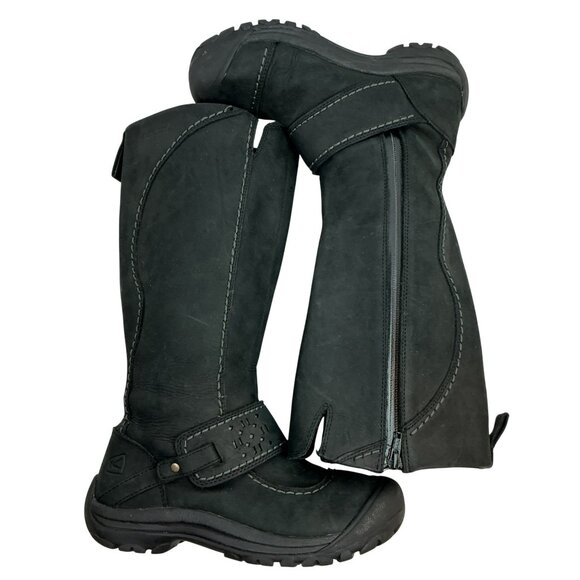 Keen Kaci Knee High Zip Waterproof Nubuck Leather Boots Womens 6 Black - Picture 3 of 11